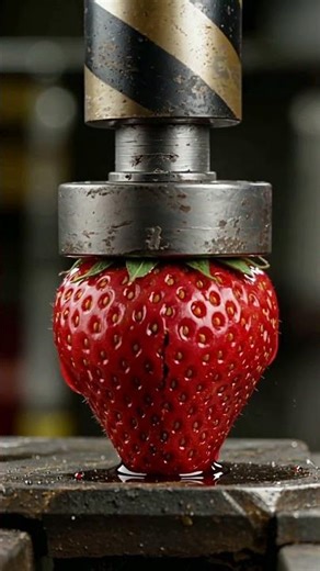 This Exploded 😳🍓#shorts#viralshorts#satisfying#oddlysatisfying#asmr#hydraulicpress#fruit#strawberry
