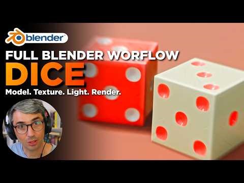 Beginner Blender Project: Dice (Model, Materials & Render)