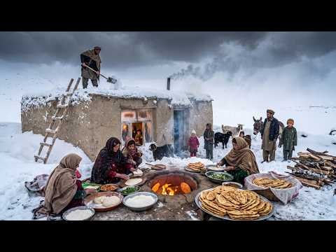How an Afghan Family Survives the Coldest Winter | Cooking Traditional Bolani on a Snowy Morning.