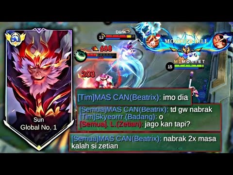 SUN ACAK ACAK RANK IMORTAL SAMPE WINSTREAK 😈 BUILD SUN TERSAKIT | MOBILE LEGENDS