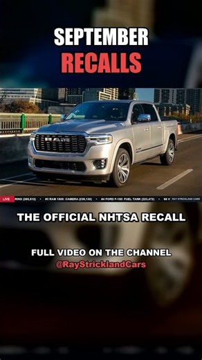 Every Major Car Recall of September 2026 - Jeep and Ram Lead the List #shorts