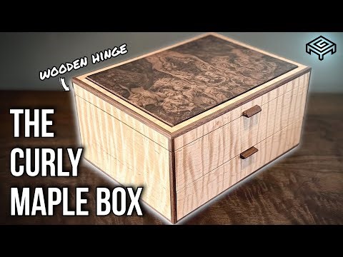 Making a Curly Maple Wooden Hinge Jewellery Box (Shop Sounds Only) [Woodworking]