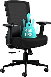 Blue Whale Ergonomic Office Chair 450lbs, High Back Computer Desk Chair for Heavy People with 4D Adjustable Waist Support and Heavy Duty Metal Base Mesh Chair