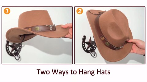 Cowboy Hat Organizer Rack for Wall 4 Pack Metal Cowboy Hat Holder Wall Mounted Iron Western Wall Decor Horseshoe Hat Hanger for Storage and Display at Closet Bedroom Living Room