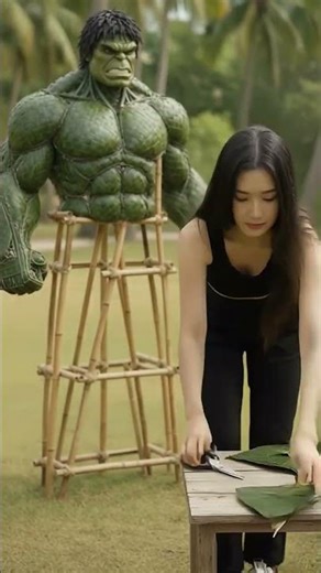 amazing homemade hulk coconut leafcraft #shortvideo