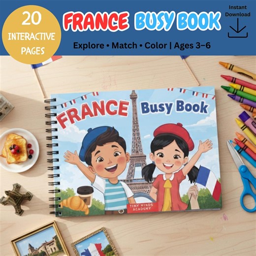 France Busy Book Printable | Preschool Activities | Paris & Food Theme | Montessori PDF - Etsy