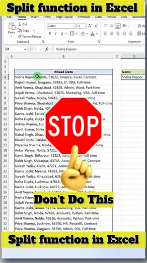 Stop Doing This in Excel! 🛑 Try the TEXTSPLIT Function ⚡#exceltricks #exceltips #dataextractor