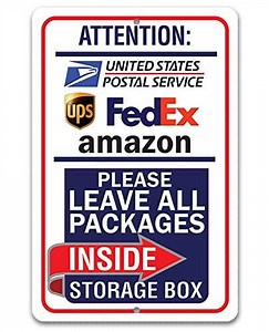 Delivery Sign for Package and Box Deliveries - Please Leave All Packages - Directional Deliveries Sign, Porch and Yard Outdoor Signage, Large 12x18 Aluminum Safe for Use Indoors or Outdoors