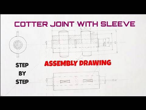 COTTER JOINT WITH SLEEVE ASSEMBLY DRAWING | LEARN AND DRAW |