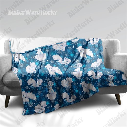 Alolan Vulpix Blanket: Ice Fox Anime Cozy Blanket, Style Throw, Soft Plush Winter Blanket, Unique Anime Print Cozy Blanket - Etsy