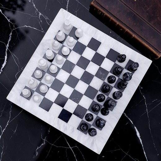Handmade Marble Chess Set: White & Black Stone Board, Special Gift for Chess Lovers - Etsy