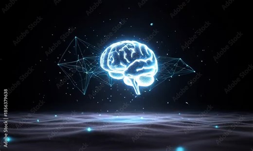 Dynamic AI Data Stream Visualization with Connected Digital Nodes