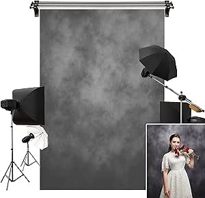 Kate 5x7ft/1.5x2.2m Medium Grey Portrait Backdrop Headshot Background Gray Texture Fabric Photography Studio Props