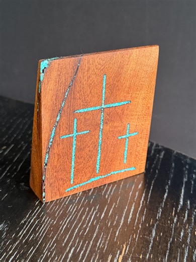 2.5" X 2" Table Cross With Turquoise Inlay Block - Etsy