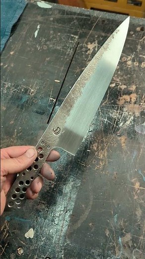 Forging a 9" Chef Knife From 80CrV2 Steel | Knife Making #shorts