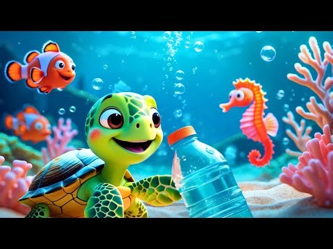 The Little Turtle’s Ocean Clean-Up 🐢🌊 | Save the Ocean Song for Kids | Fun Learning Rhyme