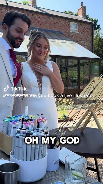 Their faces say it all 😍✨ The bride, groom, and guests receiving custom illustrations made their day even more magical. One-of-a-kind memories, captured forever 🎨💕 #LiveWeddingIllustration #WeddingGuestGifts #BrideAndGroomReaction #WeddingReel #CustomIllustrations #WeddingInspo #GuestExperience #WeddingIdeas2025 #WeddingDetails #WeddingEntertainment #LiveEventArtist #WeddingMoments #PersonalizedGifts #ReelWorthyMoments