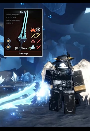 Best fav weapon for now mid game world 3 iceite hell slayer hihi recipe : 2 iceite, 2 voidstar, 2 crimson, 1 snowite #theforge #theforgeroblox #robloxedit #robloxfyp #fyp