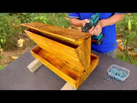 I build chicken feeder from wood