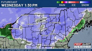 A Winter Weather Advisory has been issued for the area shaded in blue. For more information, watch WCAX or go to http://www.wcax.com/weather. | WCAX-TV