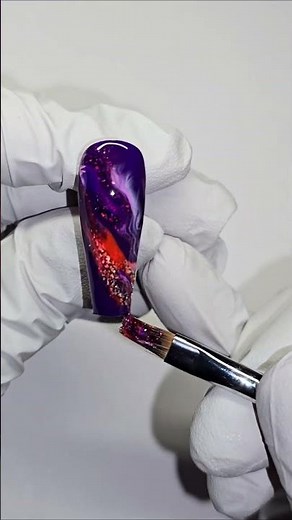 Bonfire Marble Nail | Bright + Effective Nail Design 💜❤️