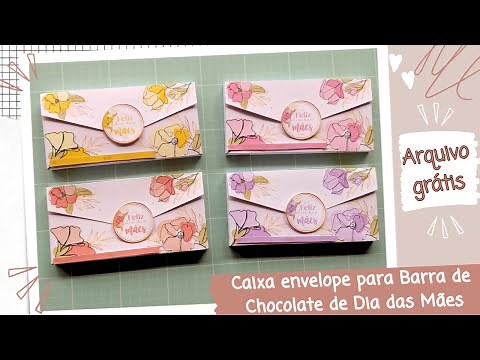 CAIXA ENVELOPE PARA BARRA DE CHOCOLATE - DIA DAS MÃES | DIY PASSO A PASSO + MOLDE GRATUITO