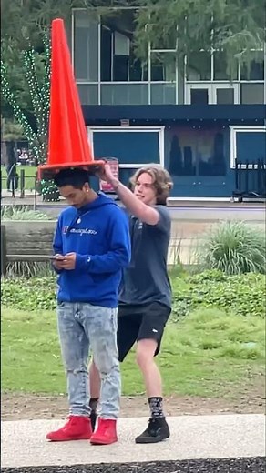Traffic Cone On Head Prank