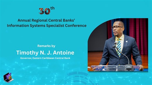 𝐆𝐨𝐯𝐞𝐫𝐧𝐨𝐫 𝐀𝐧𝐭𝐨𝐢𝐧𝐞’𝐬 𝐫𝐞𝐦𝐚𝐫𝐤𝐬, 𝟑𝟎𝐭𝐡 𝐀𝐧𝐧𝐮𝐚𝐥 𝐂𝐨𝐧𝐟𝐞𝐫𝐞𝐧𝐜𝐞, 𝐑𝐞𝐠𝐢𝐨𝐧𝐚𝐥 𝐂𝐞𝐧𝐭𝐫𝐚𝐥 𝐁𝐚𝐧𝐤𝐬 𝐈𝐧𝐟𝐨. 𝐒𝐲𝐬𝐭𝐞𝐦𝐬 𝐒𝐩𝐞𝐜𝐢𝐚𝐥𝐢𝐬𝐭𝐬 Governor Antoine has called on Regional Central Banks Information Systems Specialists to: get the basics right; prepare and plan for disruption; and pursue effective collaboration and cooperation. In delivery remarks at the opening of the 30th Annual Conference of Regional Central Banks Information Systems Specia