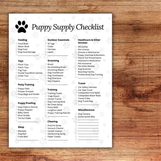 New Puppy Checklist, New Puppy Shopping List, Printable Puppy Checklist, New Puppy Checklist Printable, New Dog Shopping, Dog Supply List - Etsy