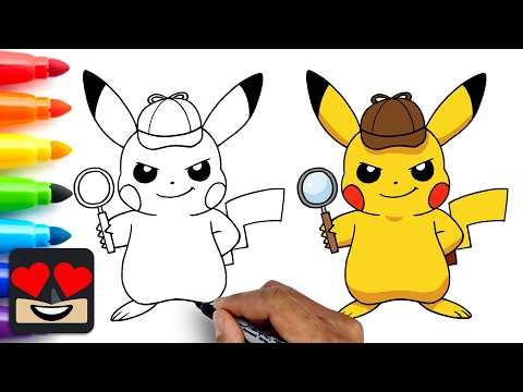 How To Draw Detective Pikachu | Pokemon