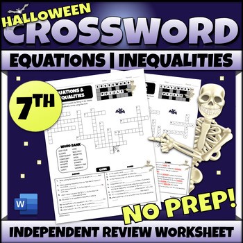 One and Two Step Equations Worksheet | Halloween Math Activity No Prep Printable