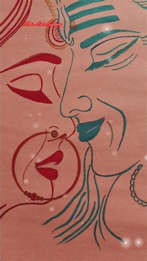 Mahadev & Parvati Love Drawing 🕉️ Easy Art #shivparvati #shiv #shorts #mitaartacademy #drawingshorts