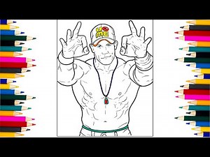 John Cena Coloring Page! You Can't See Me! How to Draw WWE Superstar!