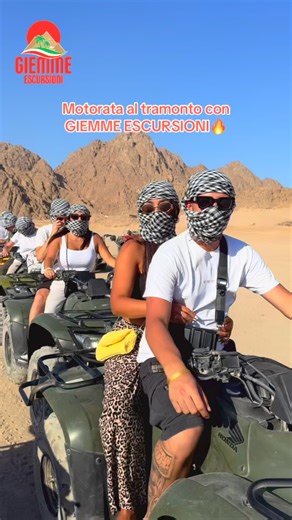 Motorata al Tramonto a Sharm Quando il sole scende dietro le montagne del Sinai e il deserto si colora d’oro l’adrenalina incontra la magia. Con Giemme Escursioni vivi: - Emozioni forti sulle dune - Panorami da cartolina - Un’esperienza che ti rimane dentro Non guardare solo i video… vieni a viverlo con noi! #MotorataSharm #DesertoSinai #SharmExperience #GiemmeEscursioni #VacanzeIndimenticabili #SharmEstate2025 | Giemme Escursioni