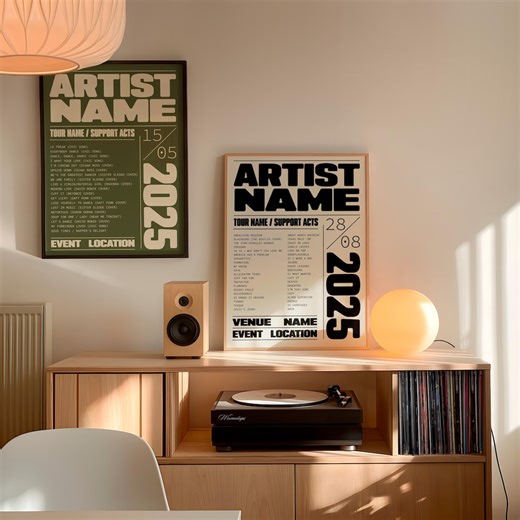 Custom Gig Poster | Personalised Setlist Art | Live Music Print | Concert Wall Art | Music Gift | Band Poster | Home Decor | Gift | Memories - Etsy