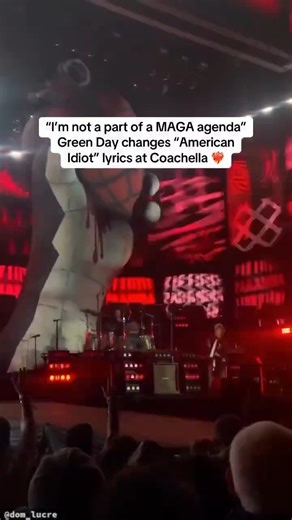 Green Day: "I'm not a part of a MAGA agenda" - Green Day changes the lyrics to "American Idiot" at Coachella.” Green Day used their debut Coachella performance to make bold political statements through altered lyrics in two of their hit songs. The punk rock band took to the main stage on Saturday night, delivering a career-spanning set that didn't shy away from controversy. Green Day used its debut Coachella performance to make bold political statements through altered lyrics in two of their hit