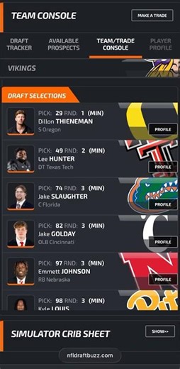 Bryson’s Vikings 2026 NFL Mock Draft Simulator part 10.4