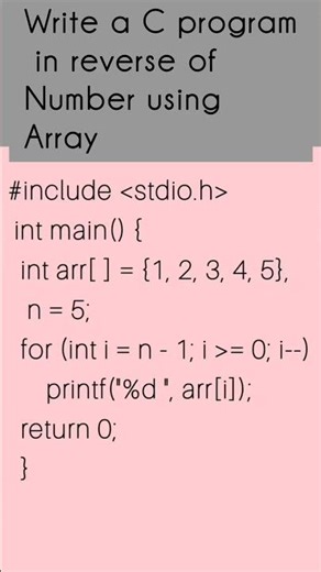 Reverse Number Using Array. #coding #viral #bcastudents #cprogramming #array #importantquestions