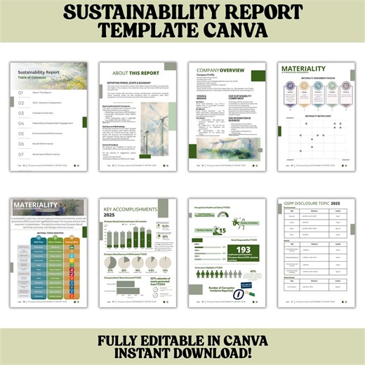 ESG Sustainability Report Template Canva: Editable Corporate Layout (digital Download A4 Size) - Etsy