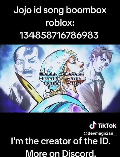 Jojo ID Song Boombox for Roblox Players