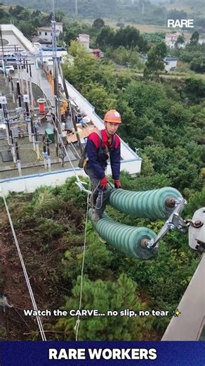Dangerous Job: Man Repairs Line - Sky High