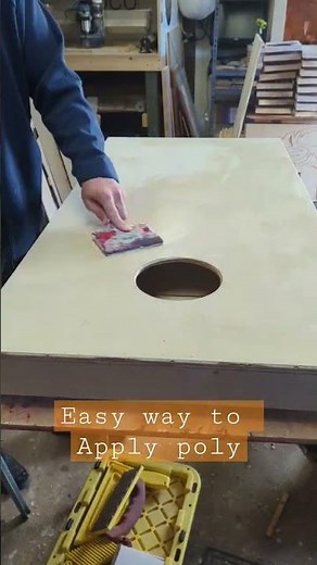 easy way to apply polyurethane to wood table top Cornhole board paint pad