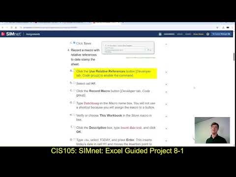 CIS105: 3/27/25: SIMnet Excel Guided Project 8-1