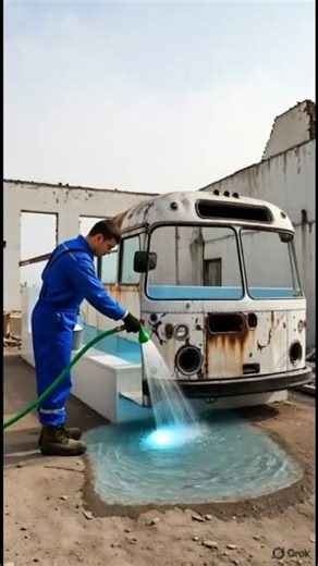 Old Bus to Swimming Pool 😱🚌💦 | Crazy Bus Transformation | AI Timelapse#swimmingpool #shorts