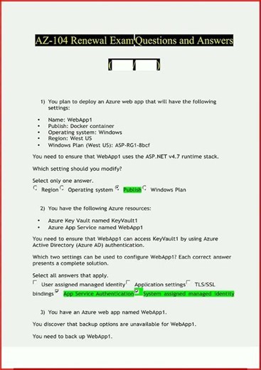 Az 104 Renewal Exam Questions And Answers Verified Answers Bnew video