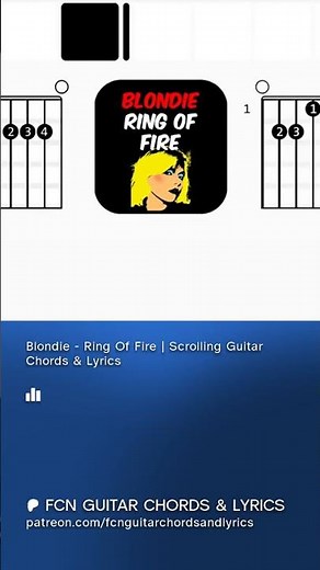 Blondie - Ring Of Fire | Scrolling Guitar Chords & Lyrics #music #rock #tutorial #blondie #guitar