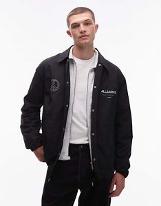 Allsaints orbital coach jacket in black | ASOS