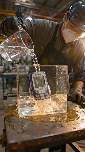 I Froze a Nokia 3210 in Epoxy Resin 🤯 #shorts #epoxyfloor #homerenovation