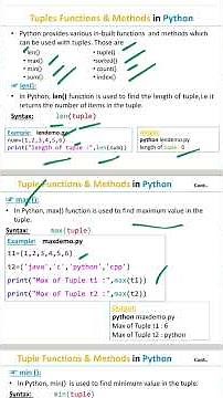 Function And Methods Related To Tuple Data Structure In Python