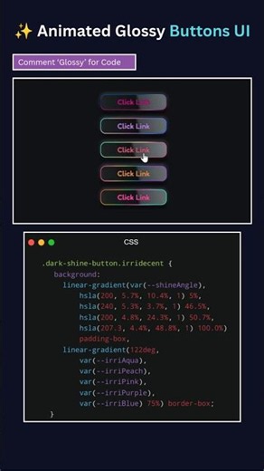 CSS Glossy Buttons ✨ Animated Shine Effect with HTML, CSS & JavaScript #Shorts